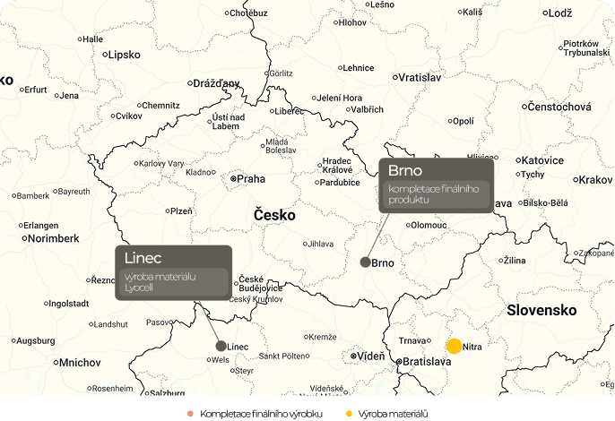 Supply chain map showing production locations
